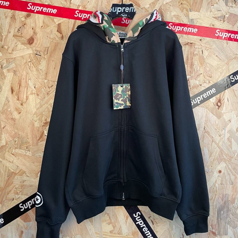 US LIMITED SOLID CAMO DOUBLE SHARK FULL ZIP HOODIE MENS